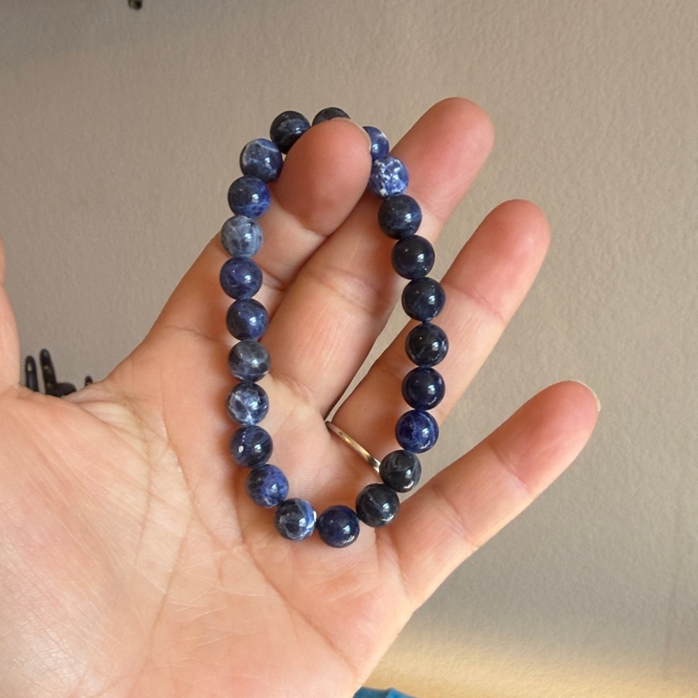 Blue Sodalite Beaded Gemstone Stretch Bracelet - Women Jewelry
